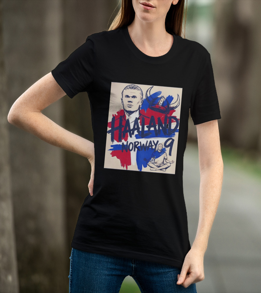 Norway Haaland Number 9 Viking Helmet Football T-Shirt