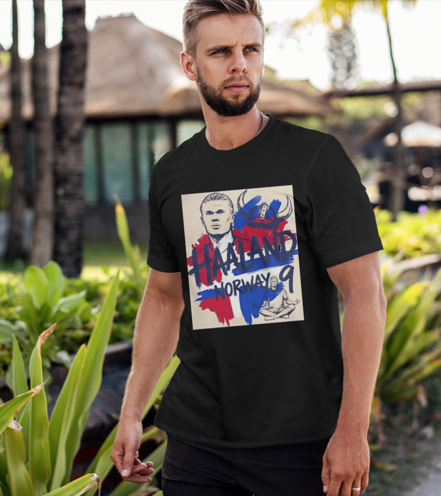 Norway Haaland Number 9 Viking Helmet Football T-Shirt