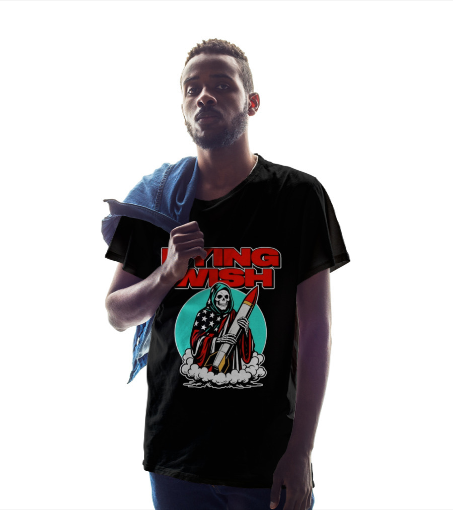 Dying Wish Grim Reaper Holding Nuclear Missile American Flag Cloak T-Shirt