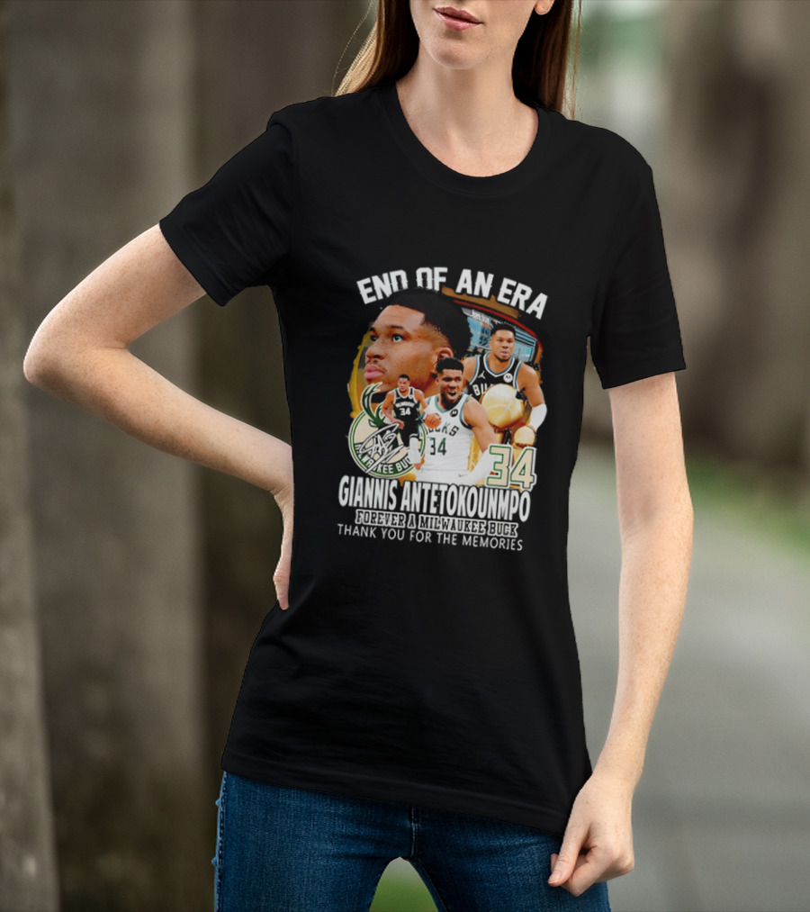 End Of An Era Giannis Antetokounmpo Milwaukee Bucks Thank You For The Memories T-Shirt