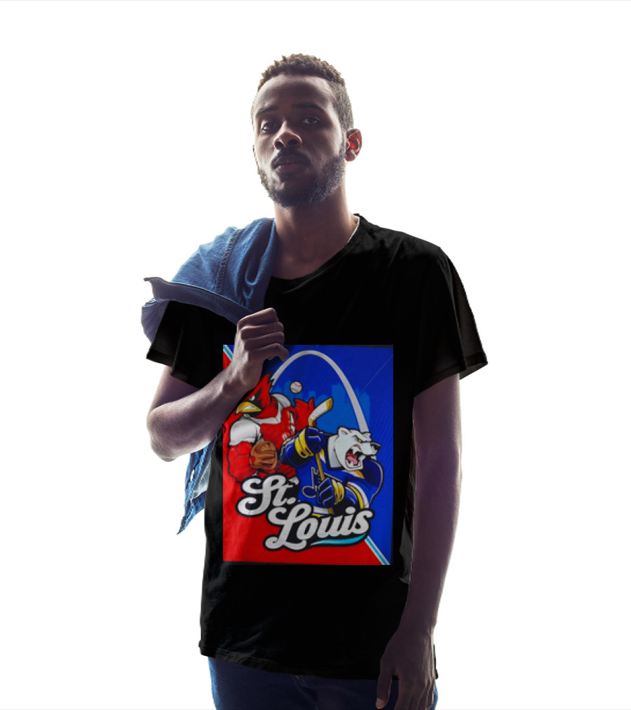 St Louis Cardinals Baseball Blues Hockey Arch Iconic Sports Team Collage T-Shirt