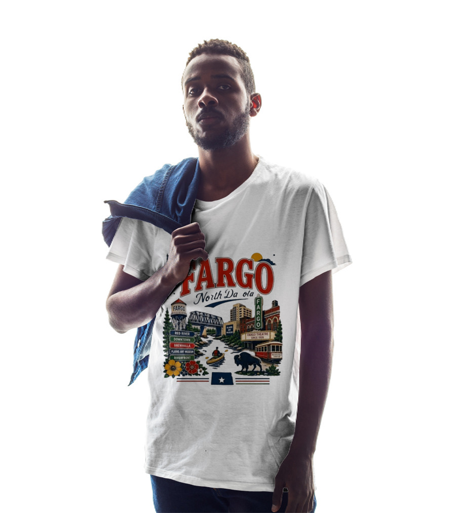 Fargo North Dakota Red River Downtown Brewhalla Plains Art Museum Riverfront Theatre T-Shirt