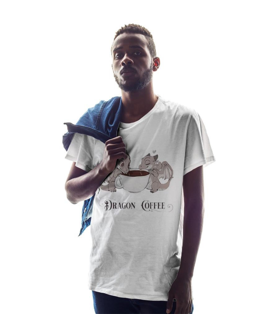 Syphon Brewed Dragon Coffee Fantasy Art Dual Dragons Cup T-Shirt