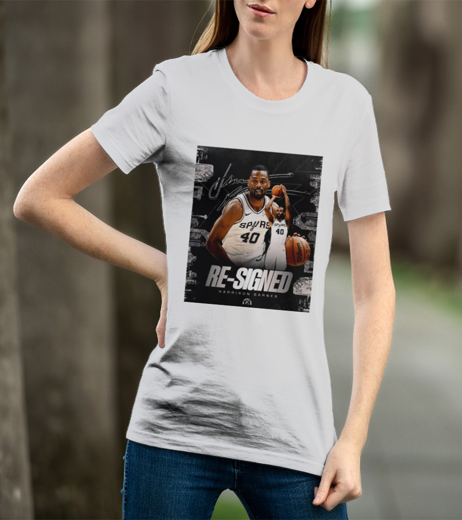 Re Signed Harrison Barnes Spurs 40 Basketball Return T-Shirt