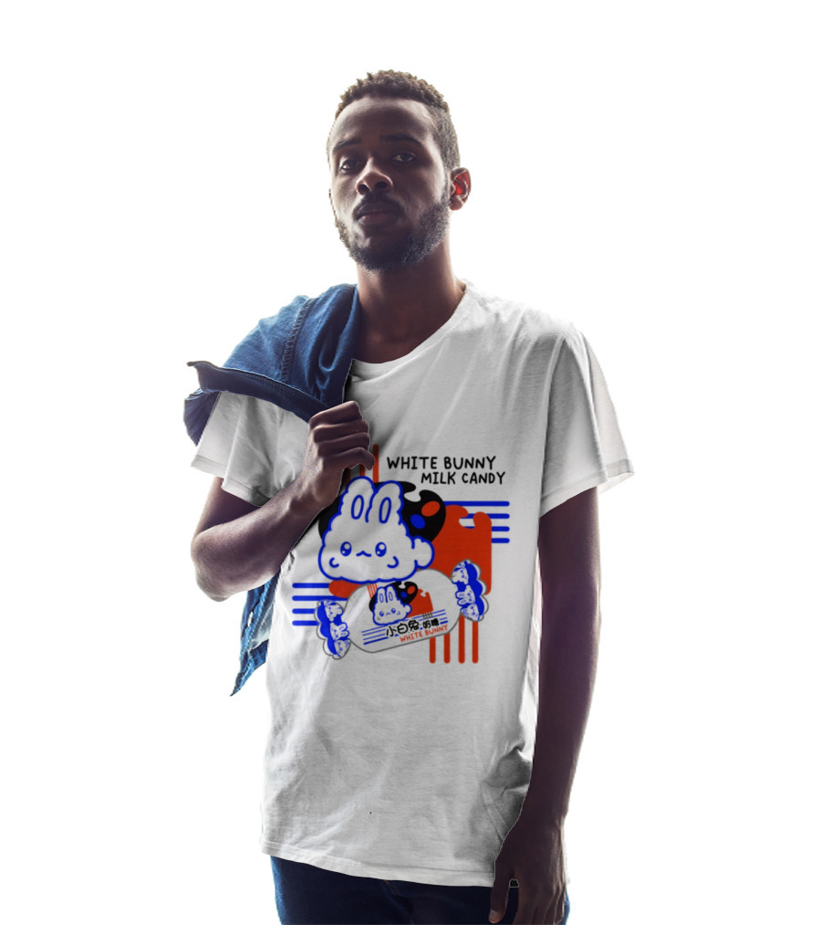 White Bunny Milk Candy Kawaii Asian Snacks Cute Blue Japanese T-Shirt