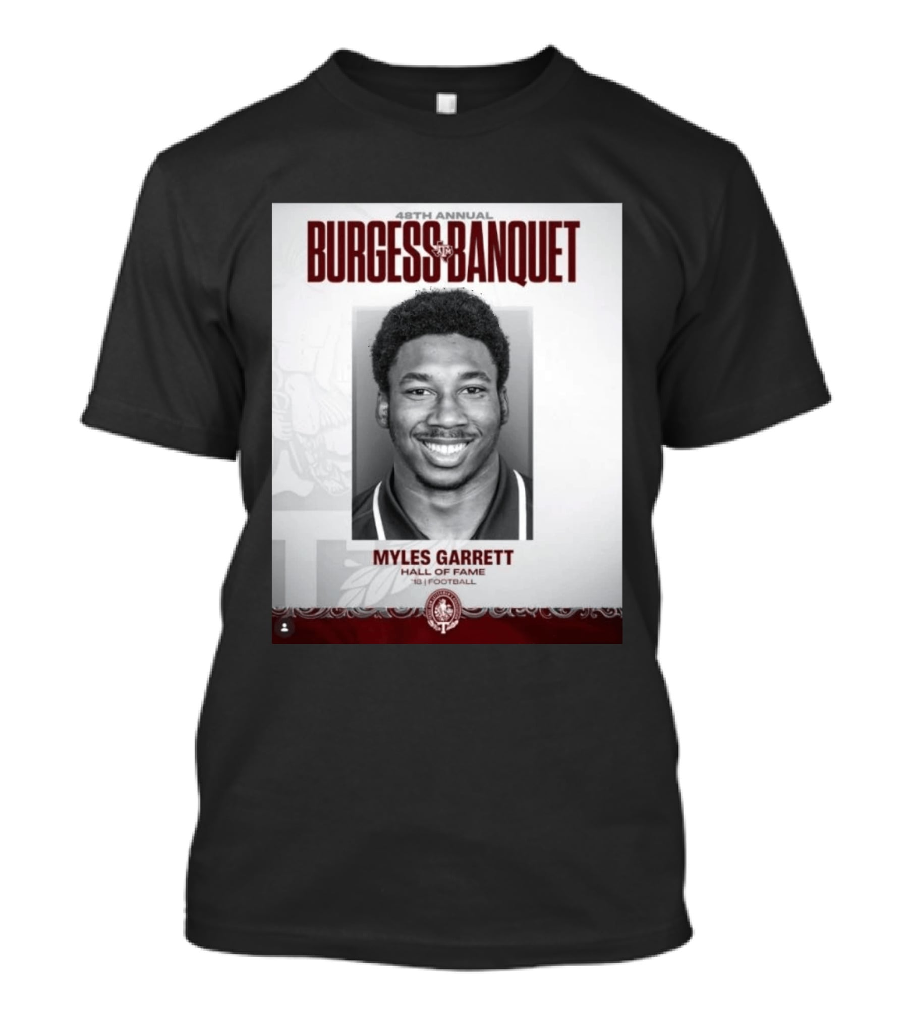 48th Annual Burgess Banquet Myles Garrett Hall Of Fame Football T-Shirt