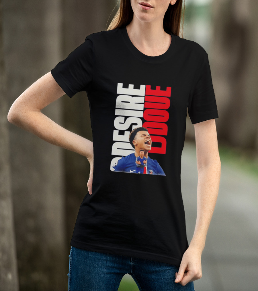 Désiré Doué Celebrating PSG Paris Saint Germain Player T-Shirt