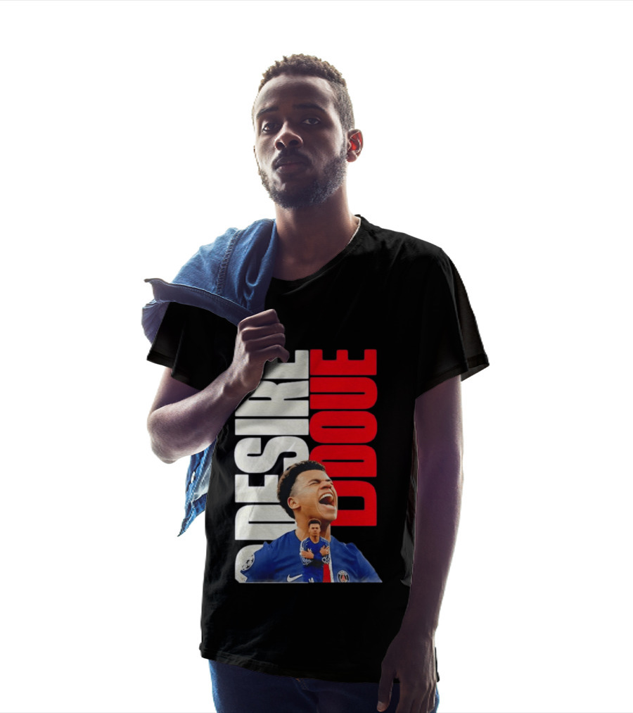 Désiré Doué Celebrating PSG Paris Saint Germain Player T-Shirt
