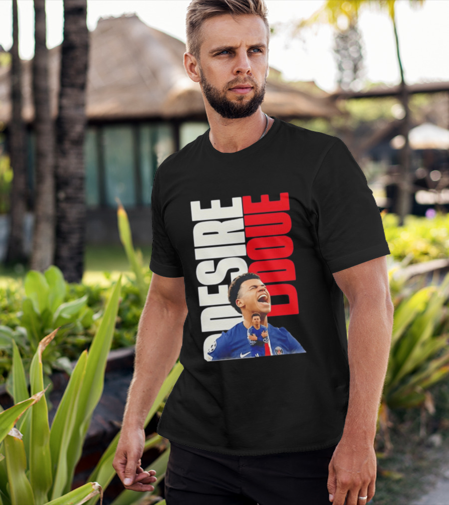 Désiré Doué Celebrating PSG Paris Saint Germain Player T-Shirt