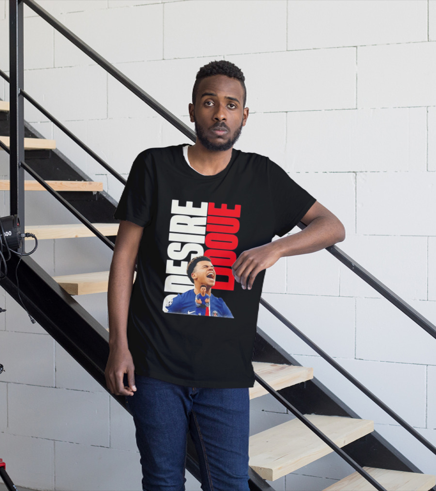 Désiré Doué Celebrating PSG Paris Saint Germain Player T-Shirt