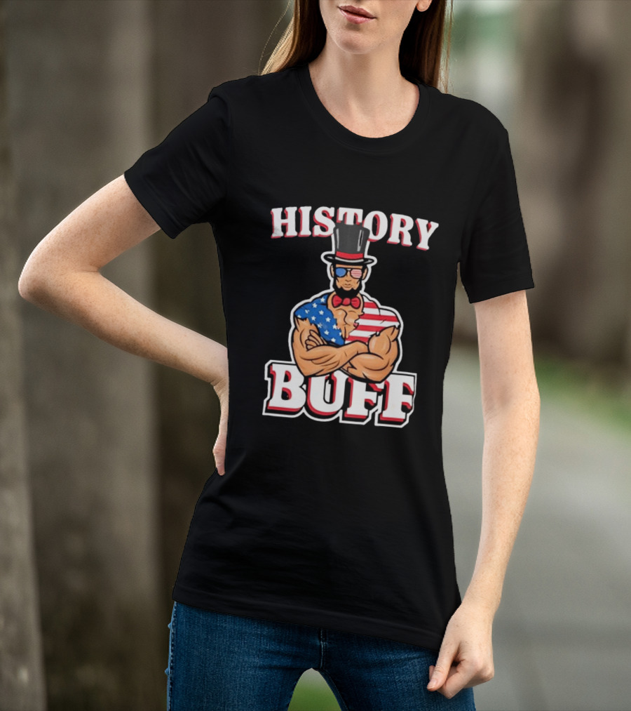 History Buff Abraham Lincoln Gym Bro American Flag Muscle T-Shirt