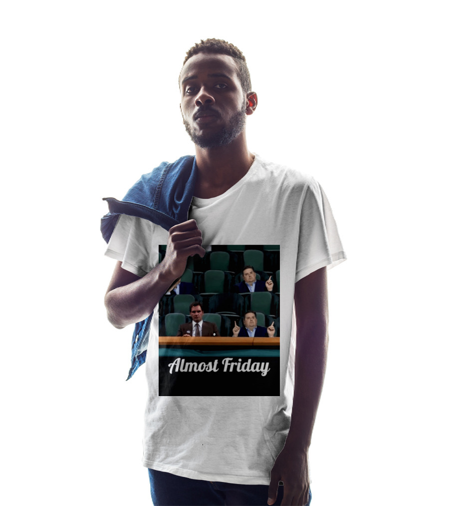 Almost Friday Meme With Roger Federer And Jonah Hill In Audience T-Shirt