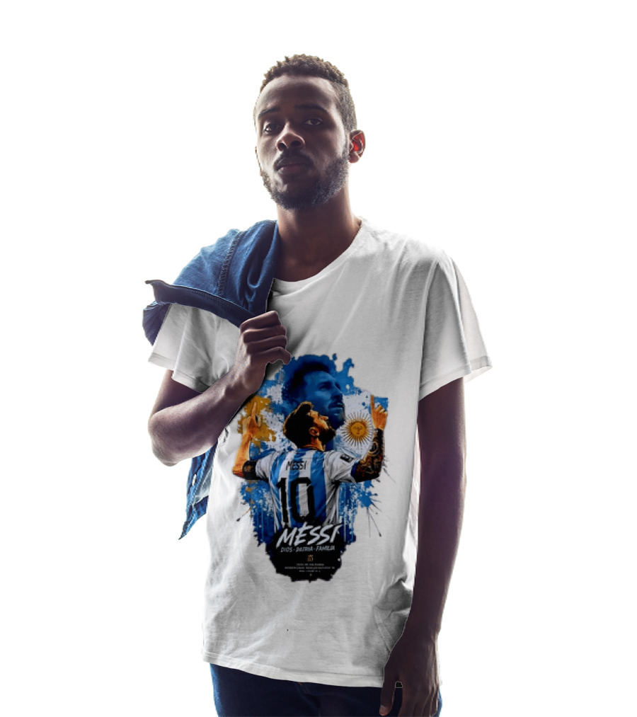 Messi Dios Patria Familia Argentina Football 10 Pointing To The Sky T-Shirt