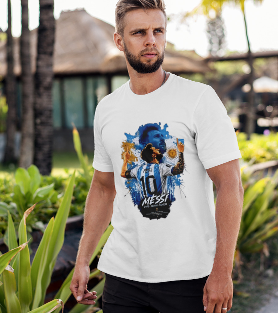 Messi Dios Patria Familia Argentina Football 10 Pointing To The Sky T-Shirt