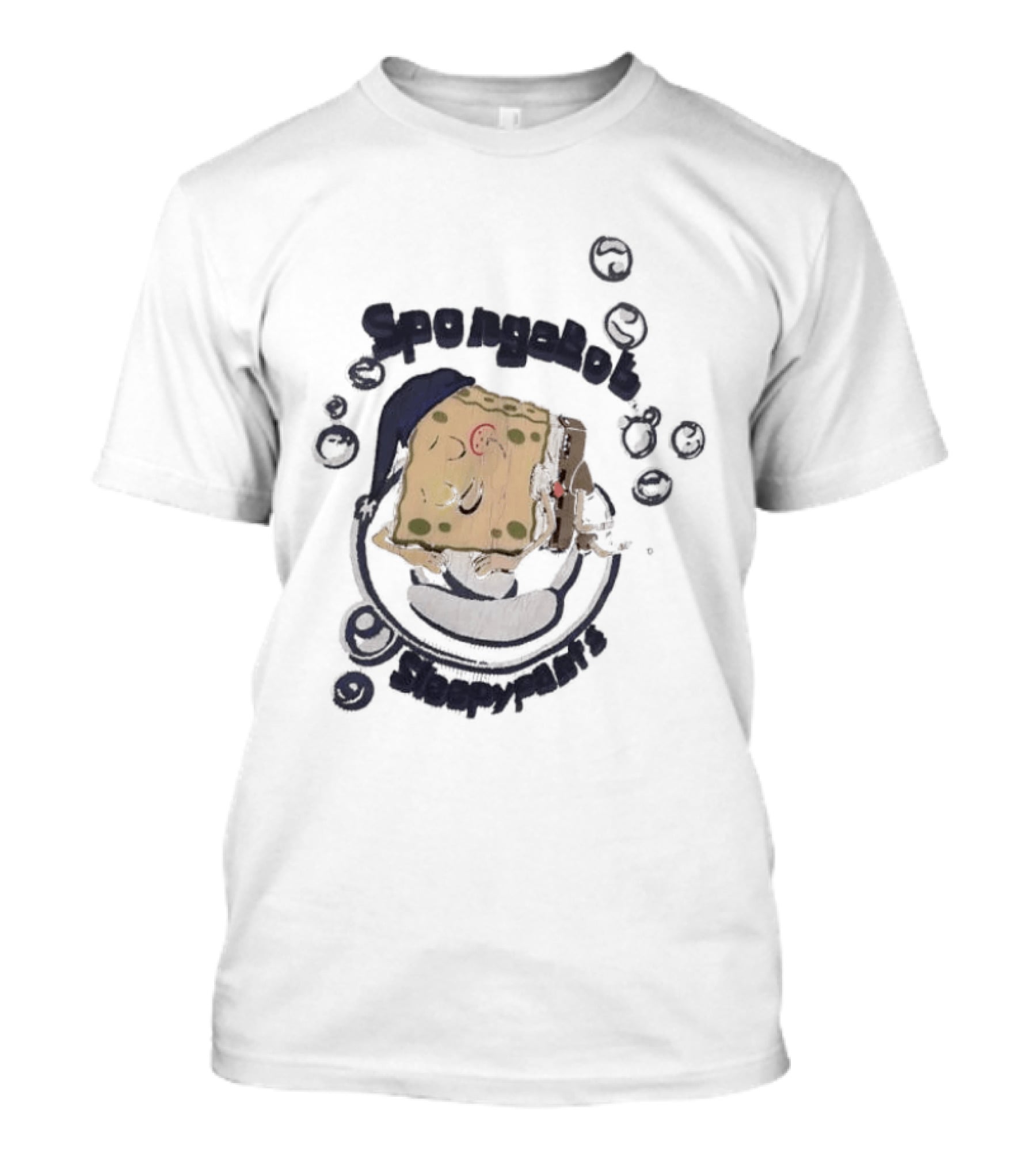 SpongeBob SleepyPants Sleeping Cartoon Blue Cotton Soft T-Shirt