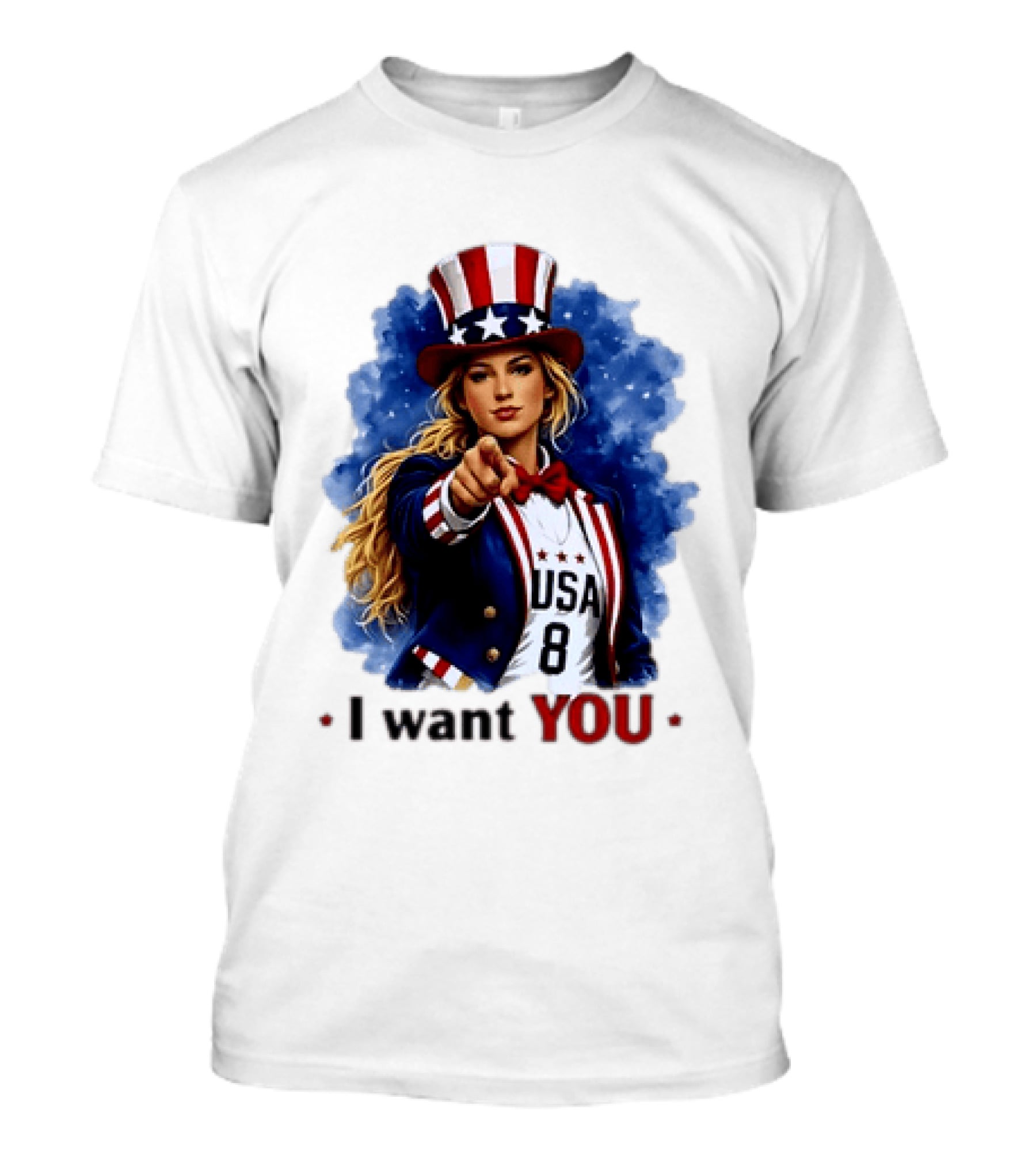 Uncle Sam Blonde Woman I Want You USA 8 Patriotic T-Shirt