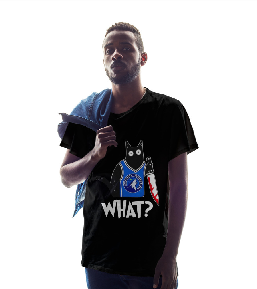 Minnesota Timberwolves Cat With Knife WHAT Halloween T-Shirt