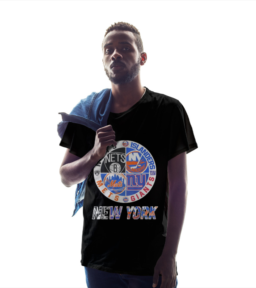 New York Mets Giants Islanders Nets Teams Logo Circle T-Shirt