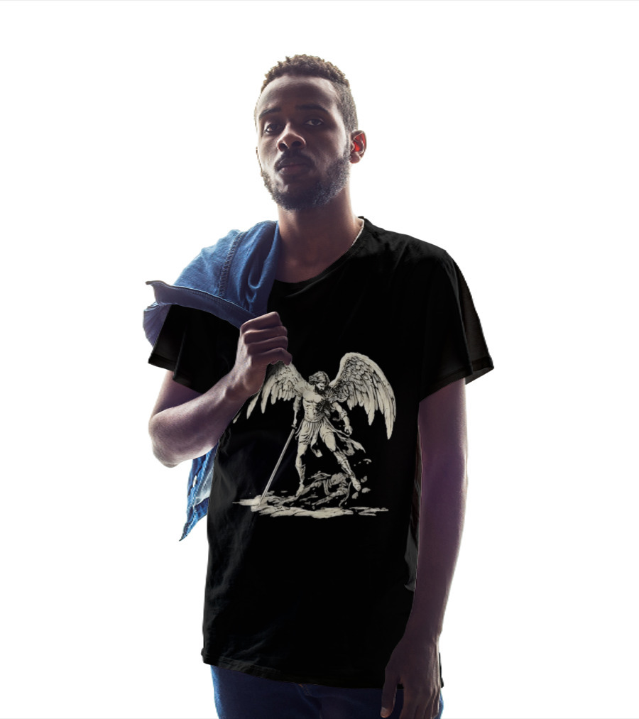 Saint Michael The Archangel Defeating Satan Biblical Christian Symbolism T-Shirt
