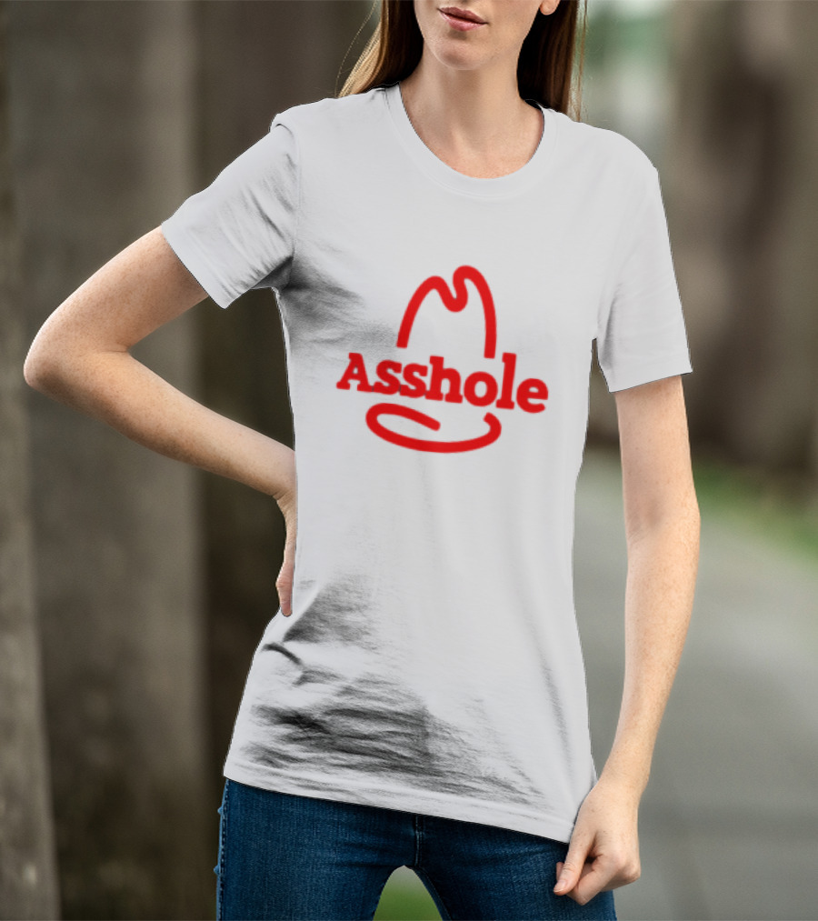 Asshole Cowboy Hat Red Outline Minimalist T-Shirt