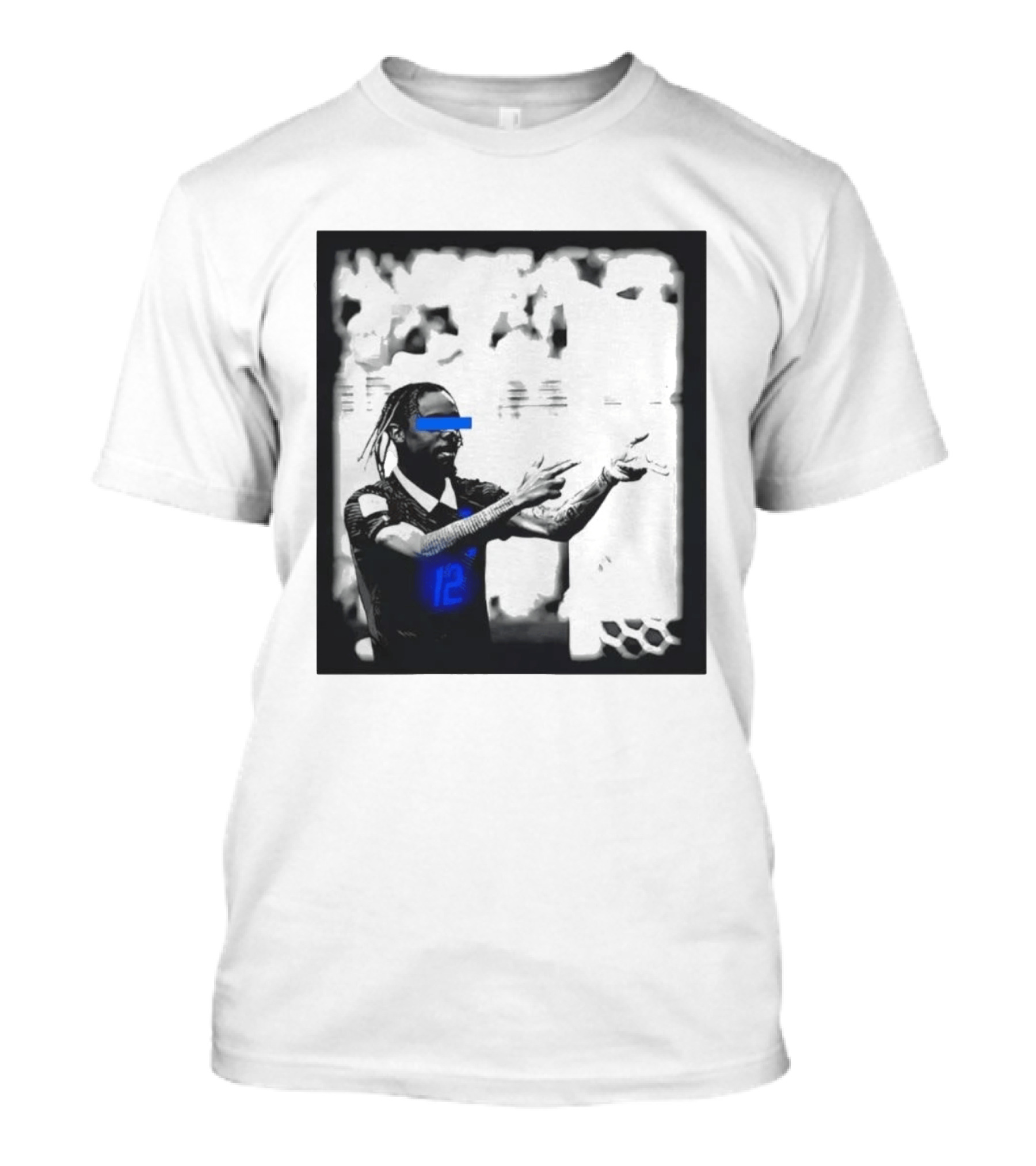 Bradley Barcola France Parasite Number 12 Footballer Blue Accents T-Shirt
