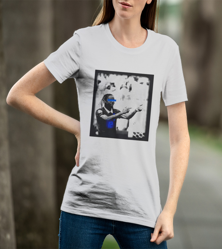 Bradley Barcola France Parasite Number 12 Footballer Blue Accents T-Shirt