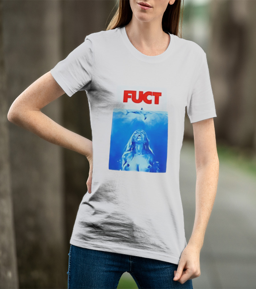 FUCT Jaws Ocean Shark Woman Swimming T-Shirt