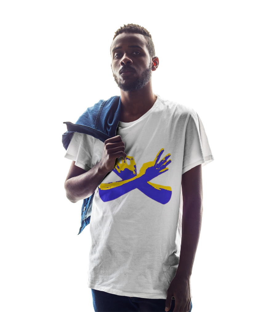 Hand Gesture Okay Yellow Blue Crossed Hands T-Shirt