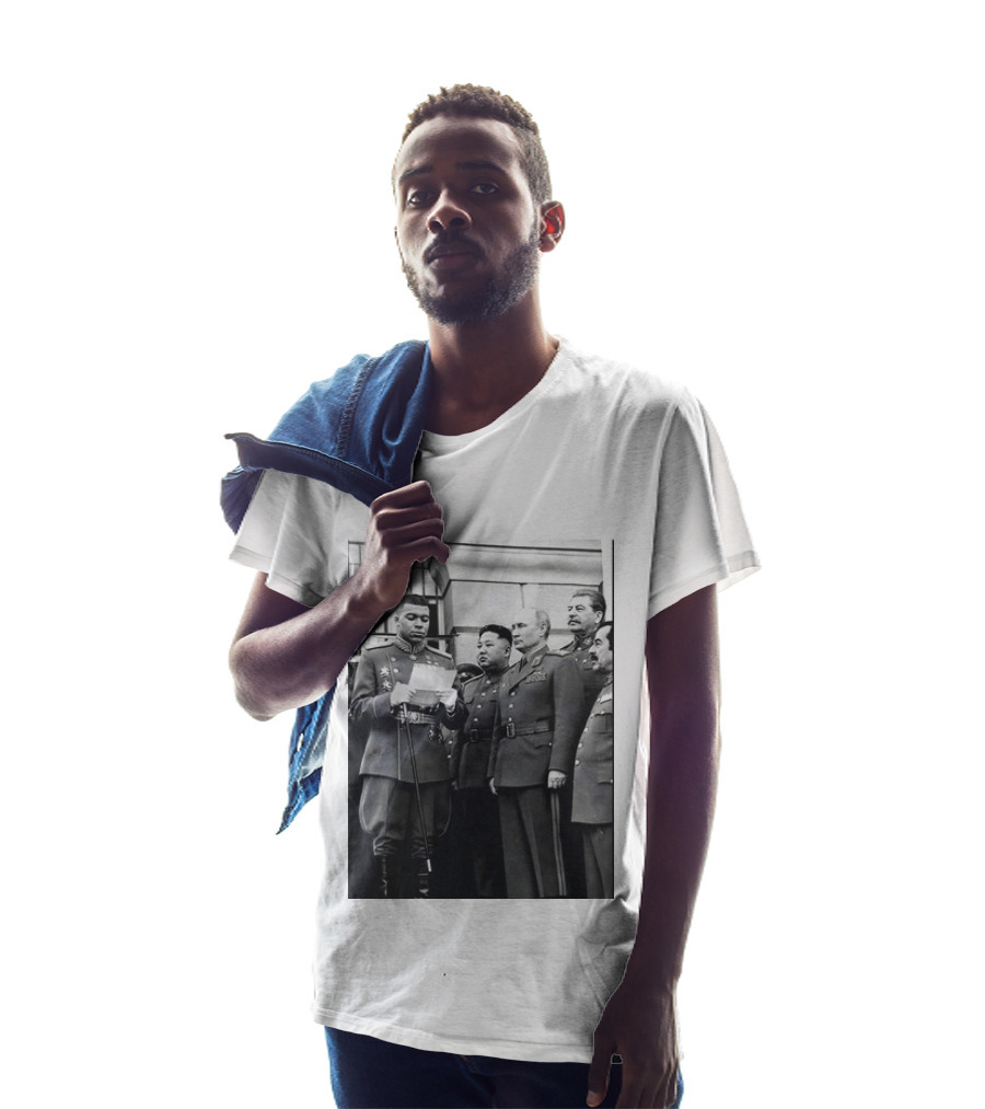 Kylian Mbappé In Historical Dictator Military Uniform Speech Photo T-Shirt