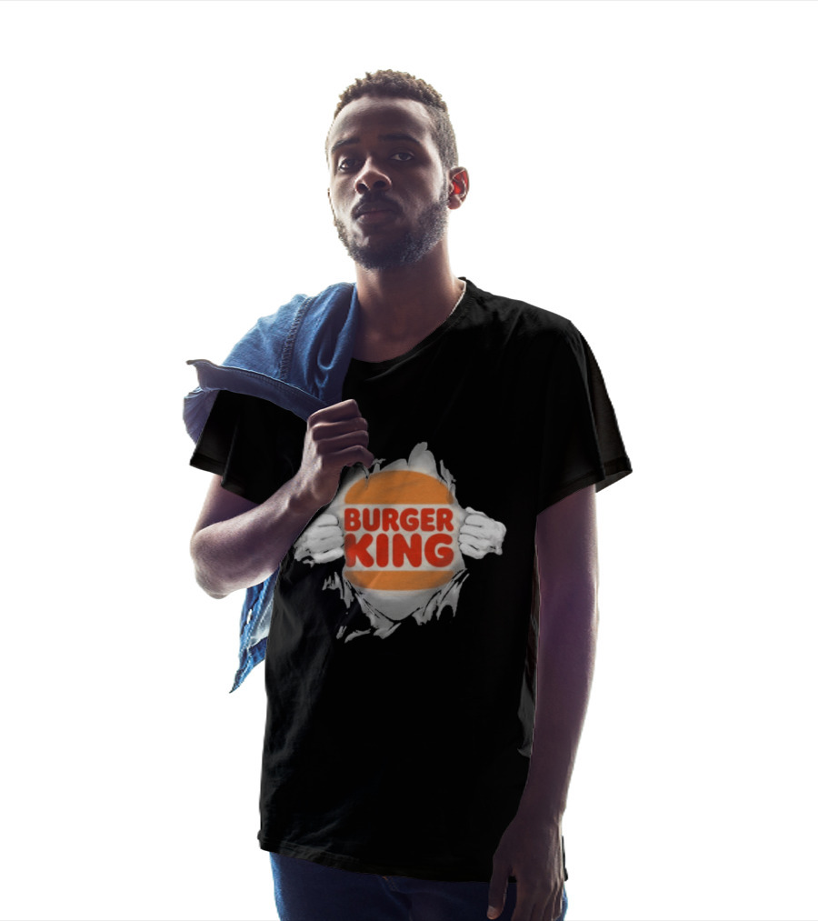 Burger King Ripped Chest Superhero Torn Employee T-Shirt