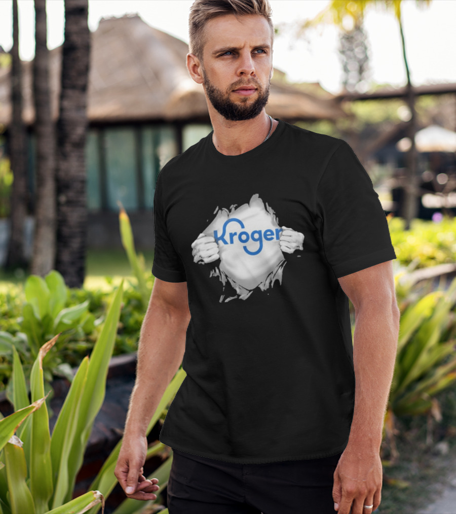 Kroger Ripped Chest Superhero Torn Employee T-Shirt