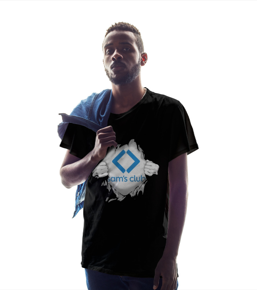 Sam's Club Ripped Chest Superhero Torn Employee Sam's Club T-Shirt