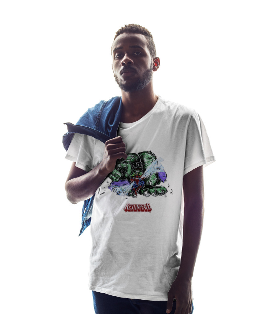 Marvel Comics Spider Man And Hulk Restinpeace Action Scene T-Shirt