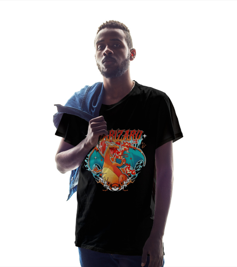 Charizard Pokemon CHARIZARO Fire Dragon With Pokeball And Flames T-Shirt