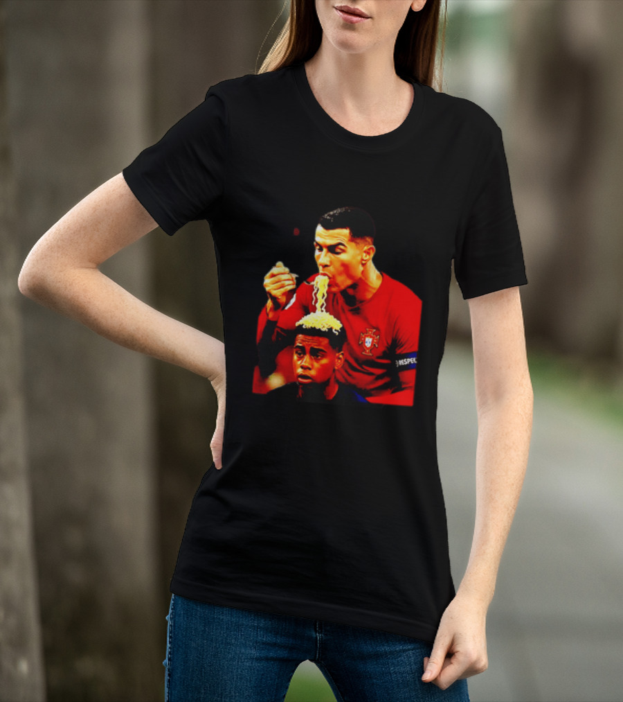 Cristiano Ronaldo Eating Noodles Meme Portugal Football UEFA T-Shirt