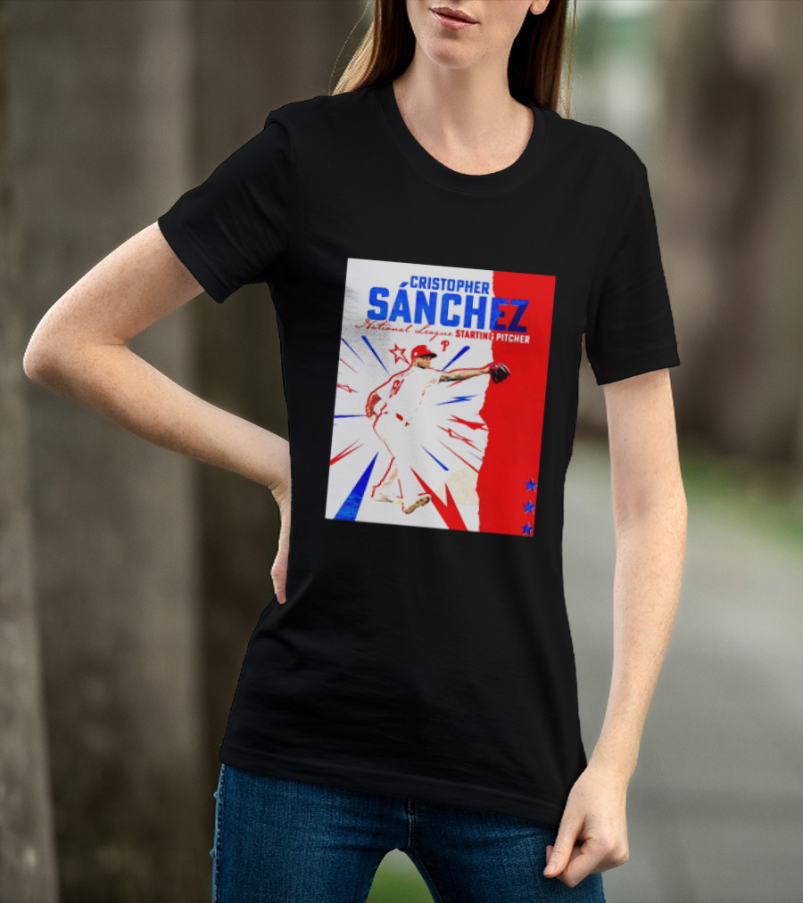 Cristopher Sánchez Philadelphia Phillies National League Starting Pitcher Red White Blue Stars T-Shirt