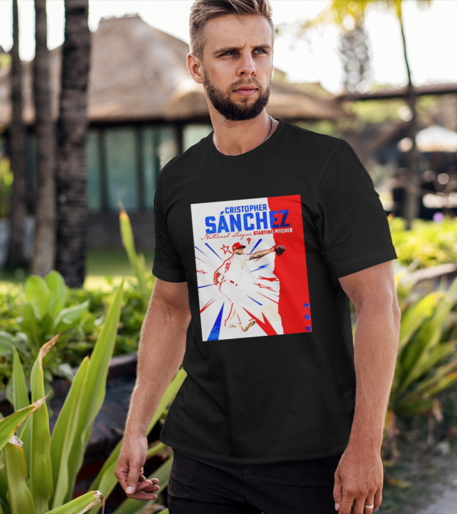 Cristopher Sánchez Philadelphia Phillies National League Starting Pitcher Red White Blue Stars T-Shirt
