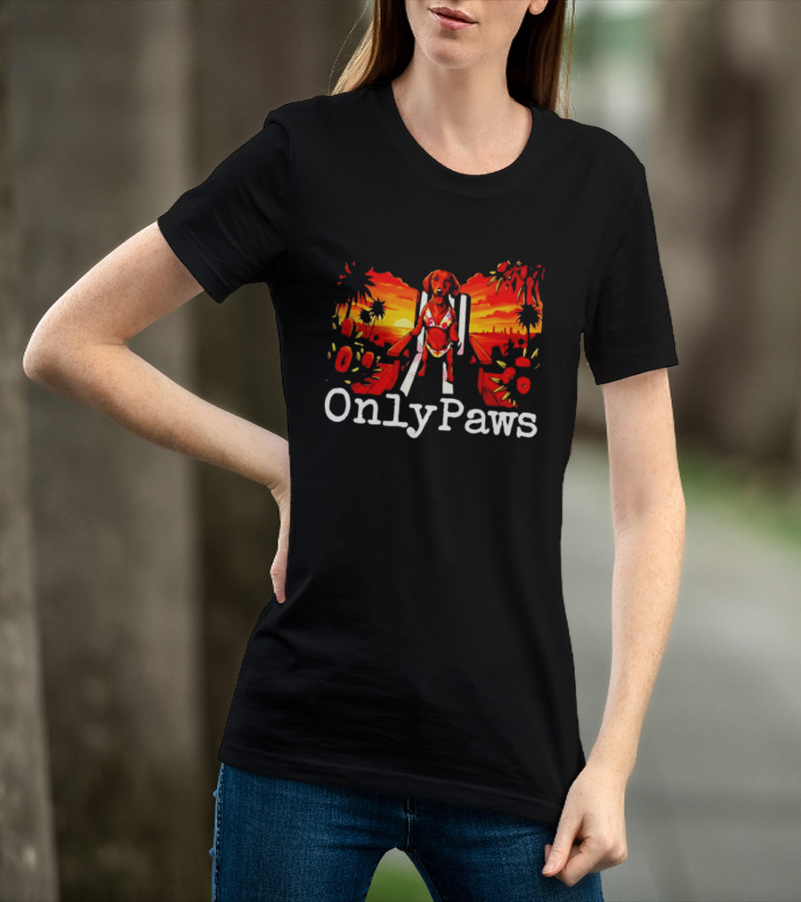 Kylie OnlyPaws Tropical Vibes Sunset Dog T-Shirt