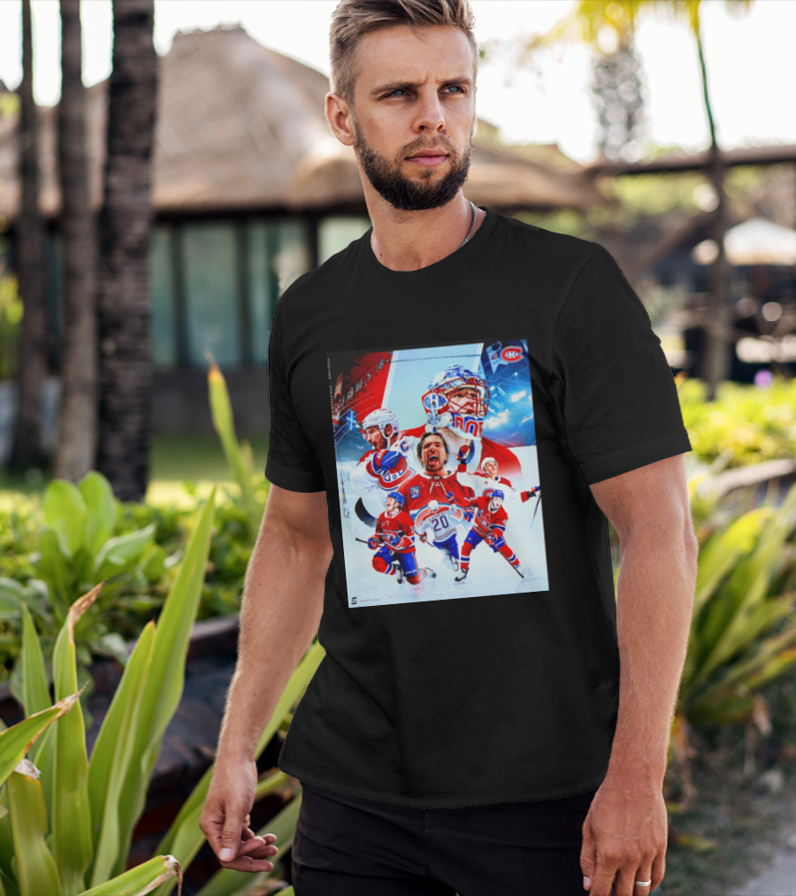 Montreal Canadiens Players And Goalkeeper Collage Featuring Number 20 T-Shirt