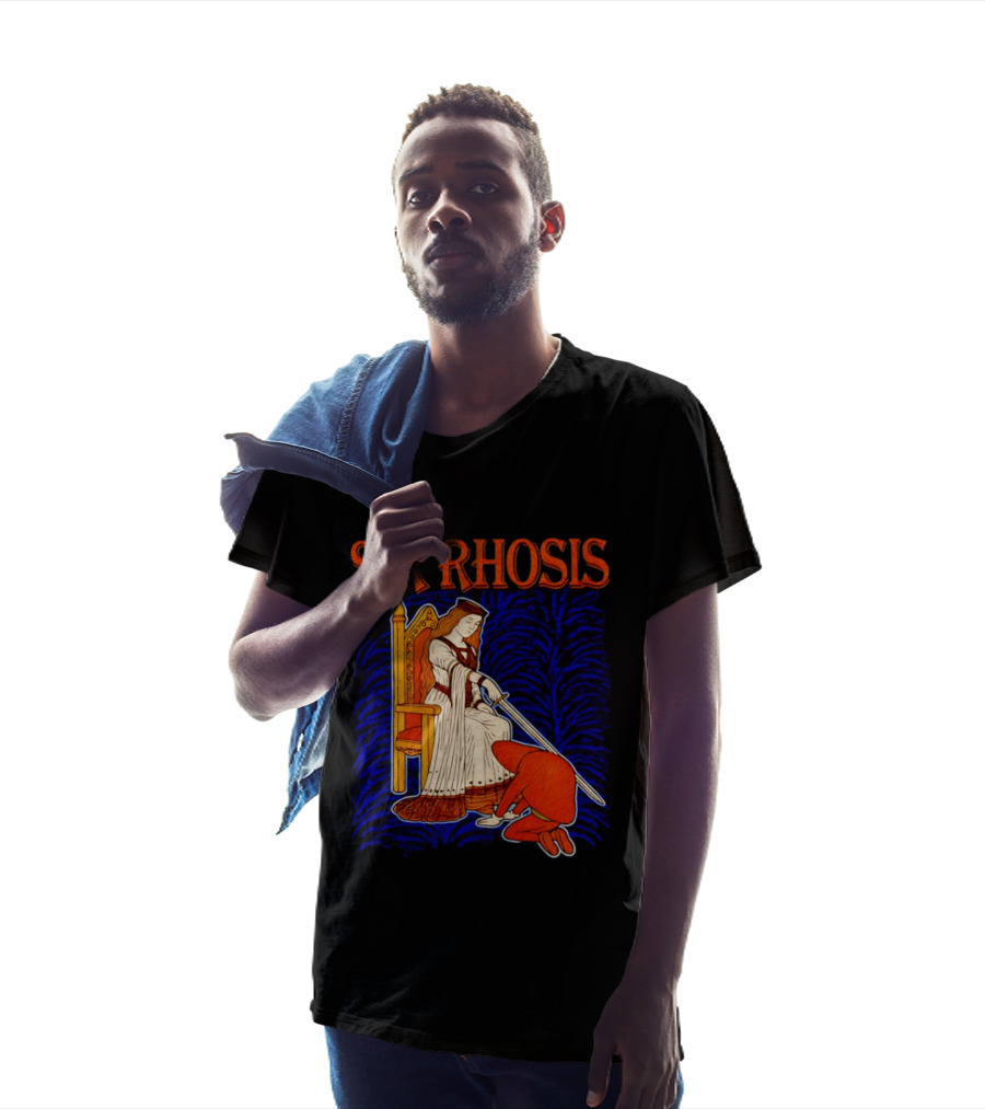 Sir Rhosis Medieval Pun Queen Knight Kneeling T-Shirt