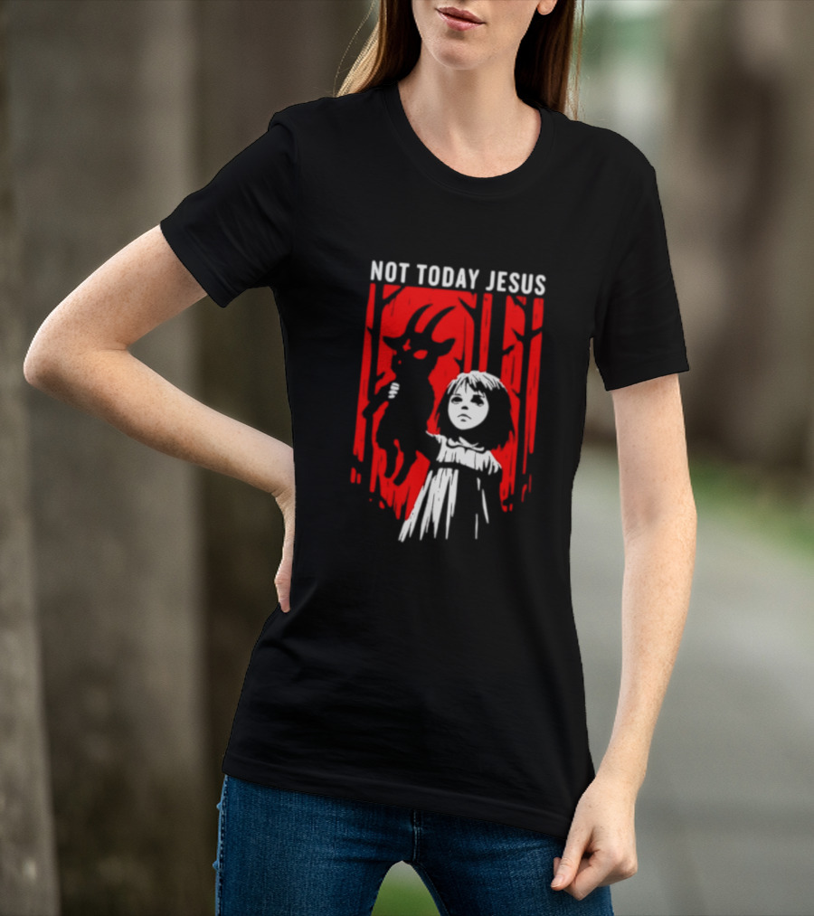 Not Today Jesus Baphomet Occult Girl Goth Dark Aesthetic Horror T-Shirt
