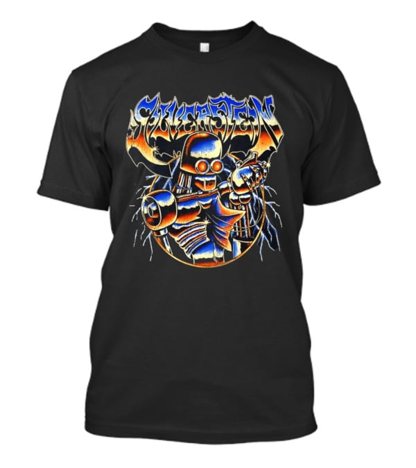 Sykastem Heavy Metal Skeleton Cyborg Holding Heart T-Shirt