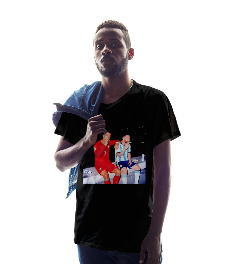 Cristiano Ronaldo Lionel Messi Smoking National Legends T-Shirt