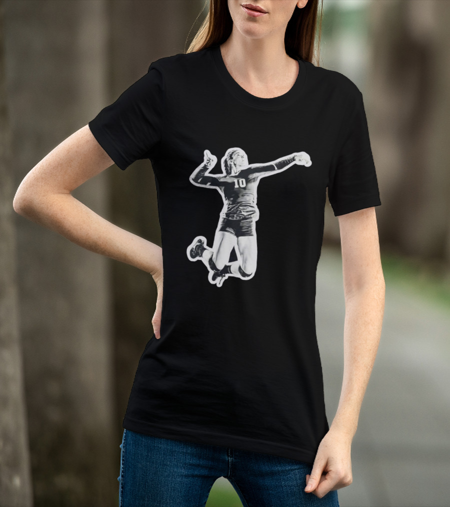 Volleyball Number 10 Athlete In Mid Air Motion T-Shirt