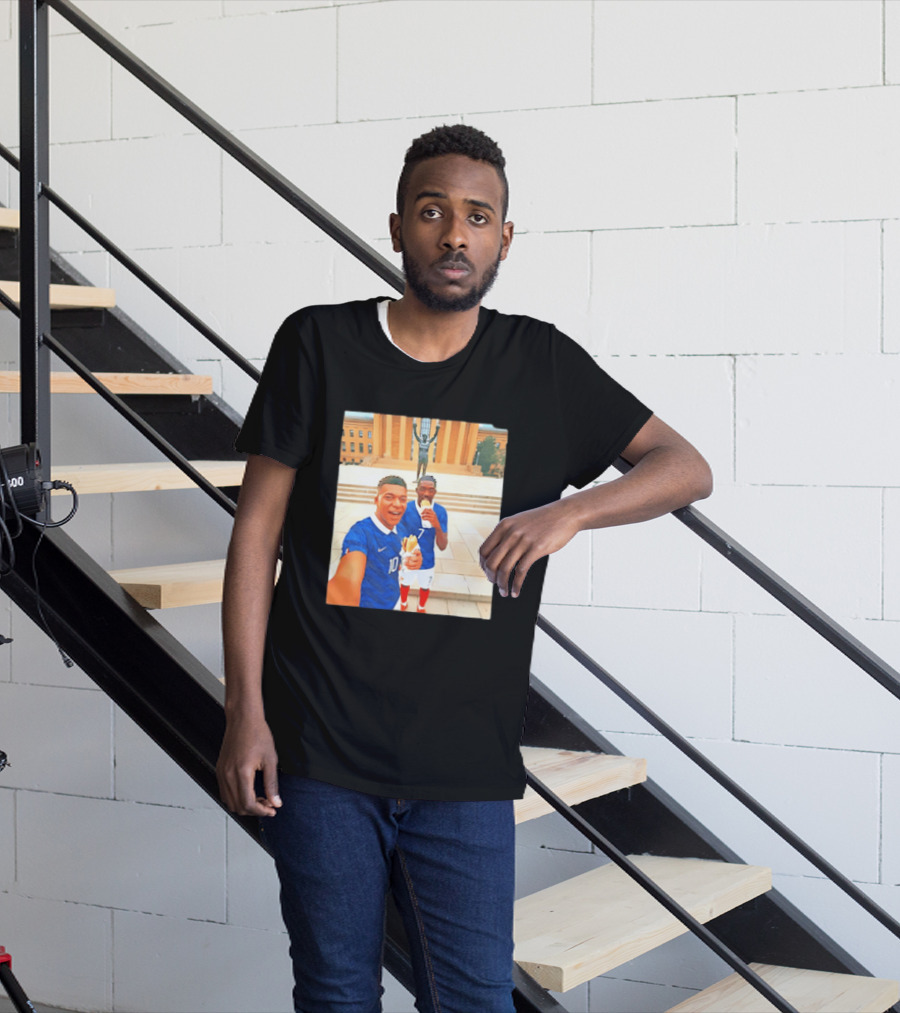 Ousmane Dembele Kylian Mbappe Philadelphia Museum Iconic Pose T-Shirt
