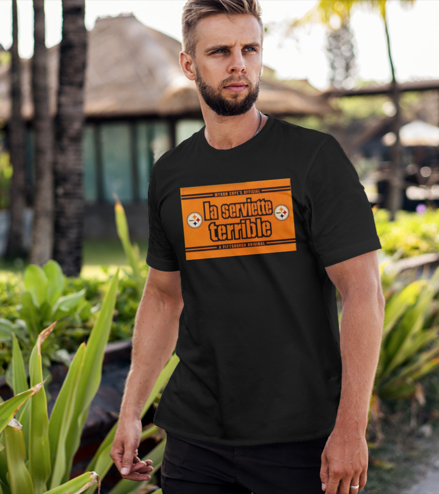 Myron Cope's Official La Serviette Terrible A Pittsburgh Original Steelers T-Shirt