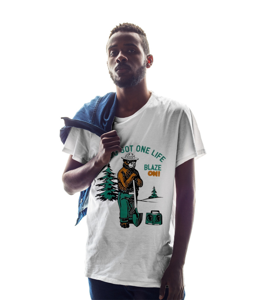 You Got One Life Blaze On Smokey Bear Retro Forest T-Shirt