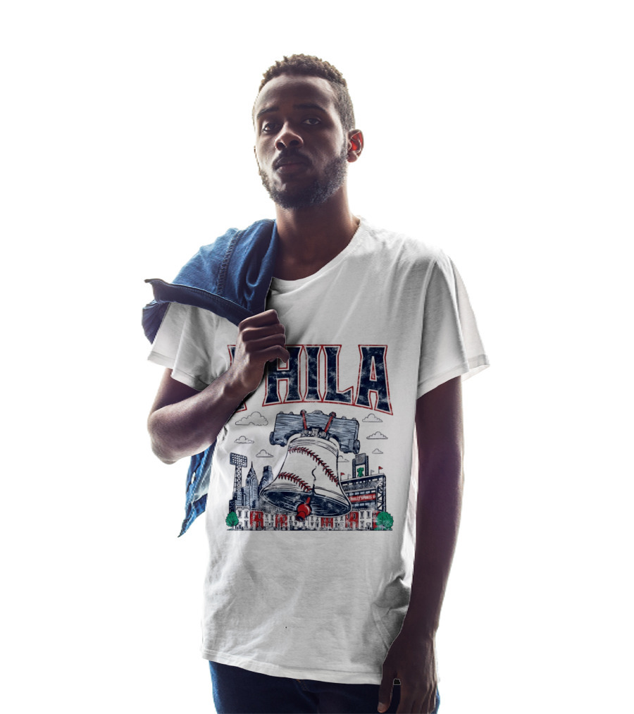 Phila Liberty Bell Baseball Fusion With Philly Sports Stadium Vintage Look T-Shirt