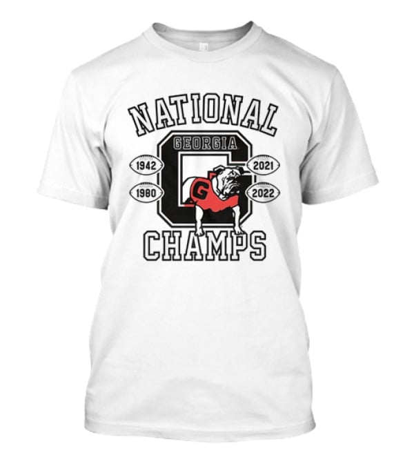 Georgia National Champs 1942 1980 2021 2022 Football Bulldog T-Shirt
