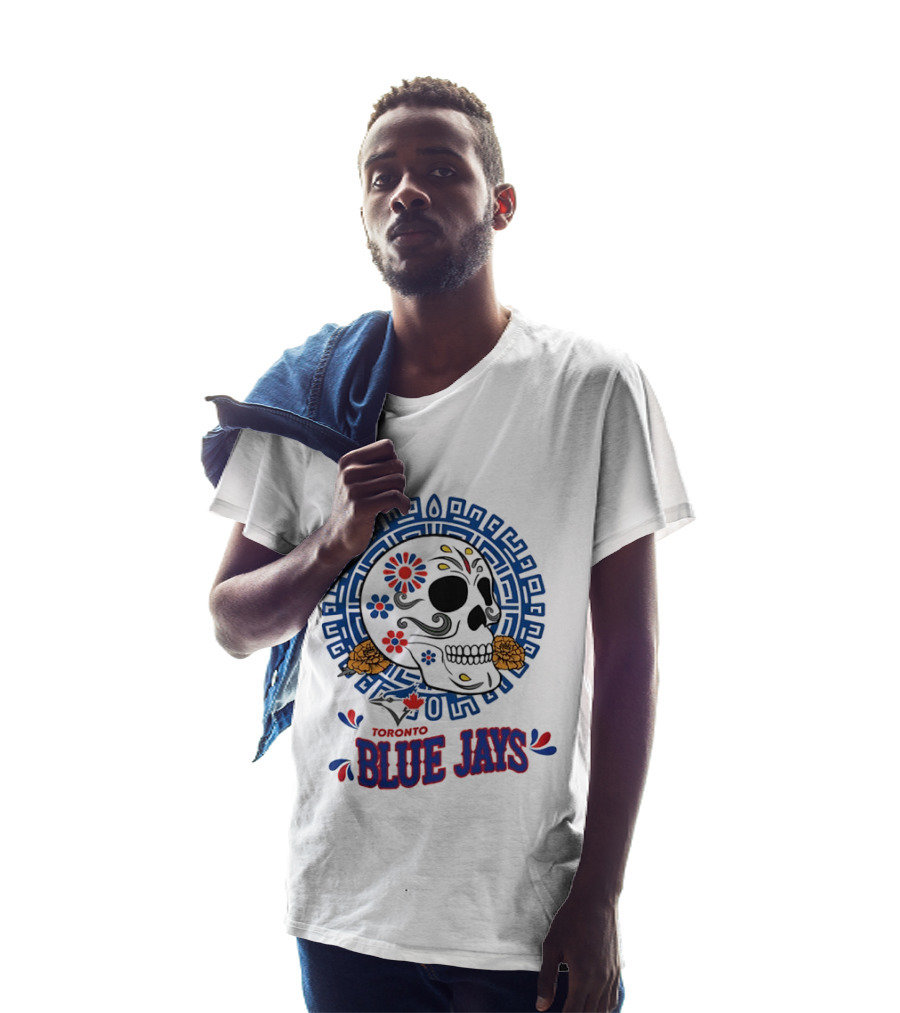 Toronto Blue Jays Dia De Los Muertos Sugar Skull Floral Motif T-Shirt